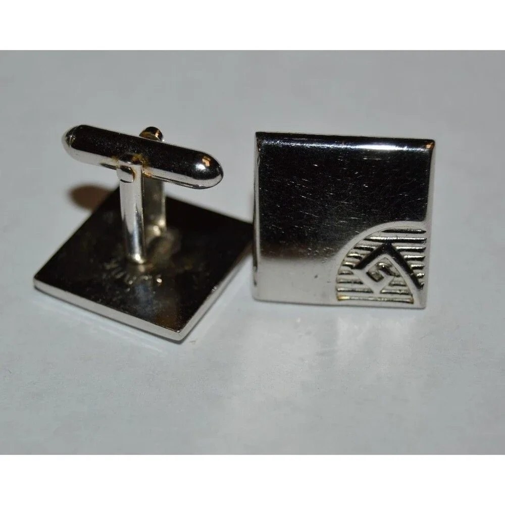 Vintage Silver Tone Square SWANK High End Classic Men's Cuff Links Rare